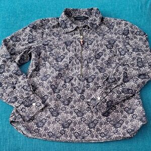 Tommy Hilfiger Floral Patterned Long Sleeve Shirt w/pockets Mid Zip. Size Small.